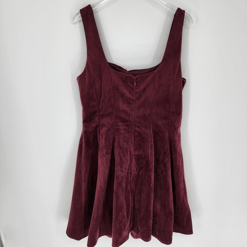 Sam Edelman NWT Sz 12 Bordeaux Burgundy Velvet Square Neck Fit Flare Mini Dress